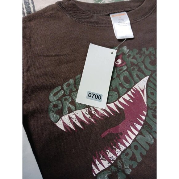 NWT Gymboree Kids Dinosaur Long Sleeve Brown T-Shirt White Sleeve Cotton Size 4 - Picture 5 of 5